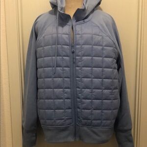 Old Navy Blue Puffer Jacket with Quilted Design and Stand-Up Collar